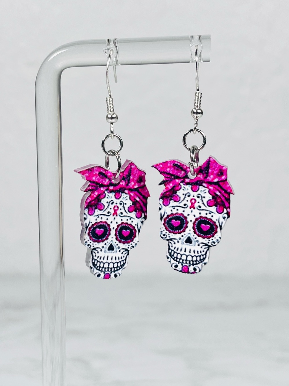 4/$20 Pink Skull Earrings